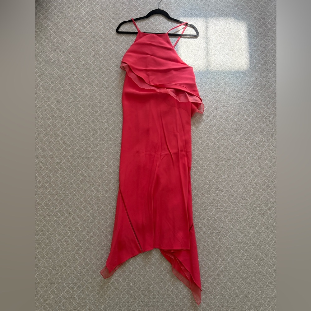 Jason Wu coral silk cross back midi dress